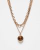 Reclaimed Vintage Reclaimed Vintage unisex tiger eye 2 row necklace in gold - 1