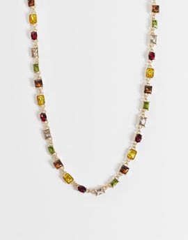 Reclaimed Vintage Reclaimed Vintage unisex tone set necklace in multi color-Red