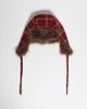 Reclaimed Vintage Reclaimed Vintage Unisex trapper hat in red plaid with brown faux fur-Multi - 1