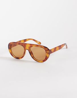 Reclaimed Vintage Reclaimed Vintage unisex visor aviator sunglasses with orange lens in black