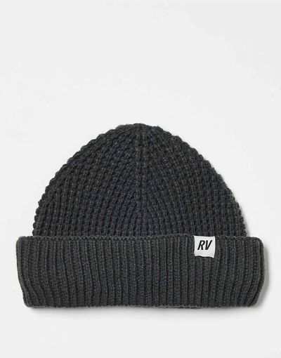 Reclaimed Vintage Reclaimed Vintage Unisex waffle knit beanie in charcoal-Gray