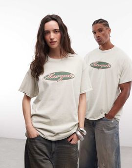 Reclaimed Vintage Reclaimed Vintage Unisex washed Margate t-shirt in ecru-White