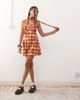 Reclaimed Vintage Reclaimed Vintage v-neck mini dress with scarf in red floral plaid print - 1