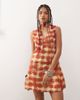 Reclaimed Vintage Reclaimed Vintage v-neck mini dress with scarf in red floral plaid print - 3