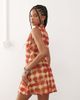 Reclaimed Vintage Reclaimed Vintage v-neck mini dress with scarf in red floral plaid print - 4