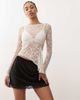 Reclaimed Vintage Reclaimed Vintage velvet mini skirt with scallop lace hem in black - 1
