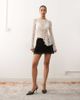Reclaimed Vintage Reclaimed Vintage velvet mini skirt with scallop lace hem in black - 2