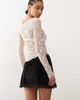 Reclaimed Vintage Reclaimed Vintage velvet mini skirt with scallop lace hem in black - 4