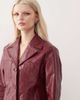 Reclaimed Vintage Reclaimed Vintage washed leather look slimmer fit blazer in burgundy-Red - 3