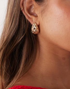 Reclaimed Vintage Reclaimed Vintage weave chubby hoop earrings in gold