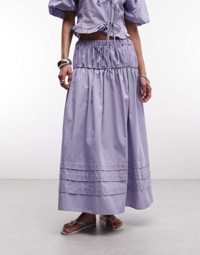 Reclaimed Vintage Reclaimed Vintage western cowgirl midi skirt with pintucks in lilac - part of a set-Purple