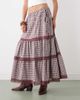 Reclaimed Vintage Reclaimed Vintage western prairie midaxi skirt with lace trim in plaid-Multi - 1