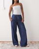 Reclaimed Vintage Reclaimed Vintage wide leg tailored pants in chambray denim-Blue - 1