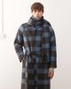 Reclaimed Vintage Reclaimed Vintage wool look maxi duster coat with funnel neck and matching scarf in blue and brown plaid - 2