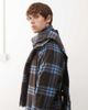 Reclaimed Vintage Reclaimed Vintage wool look maxi duster coat with funnel neck and matching scarf in blue and brown plaid - 4
