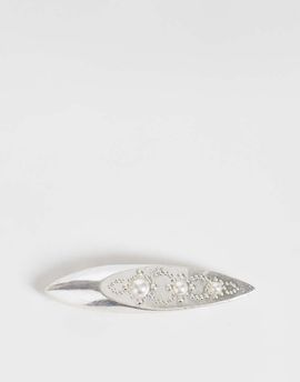 Reclaimed Vintage Reclaimed Vintage worn silver barrette clip with pearl details