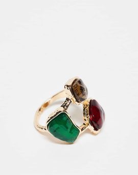 Reclaimed Vintage Reclaimed Vintage wrap around ring in set multi stone in gold