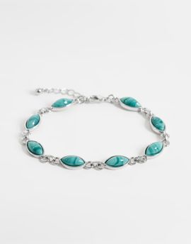 Reclaimed Vintage Reclaimed Vintage unisex faux moss agate chain link bracelet in silver