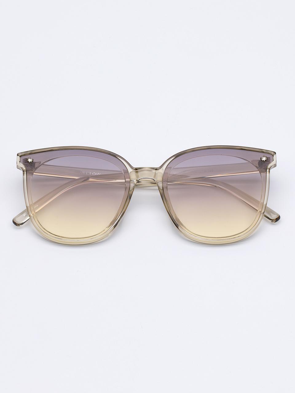 RECLOW Embossed Texture Oversized Lightweight Sunglasses [Beige]