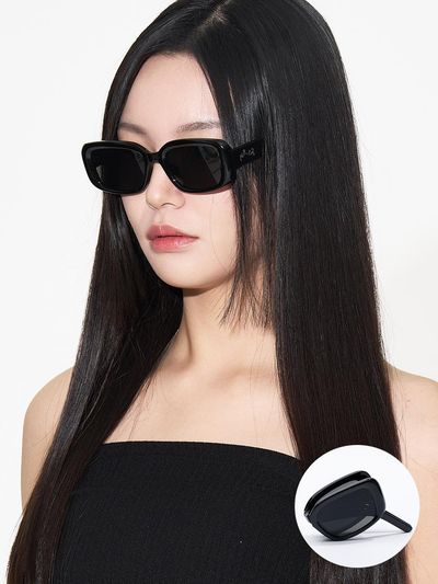 RECLOW Foldable Rectangular UV400 Sunglasses [Black]