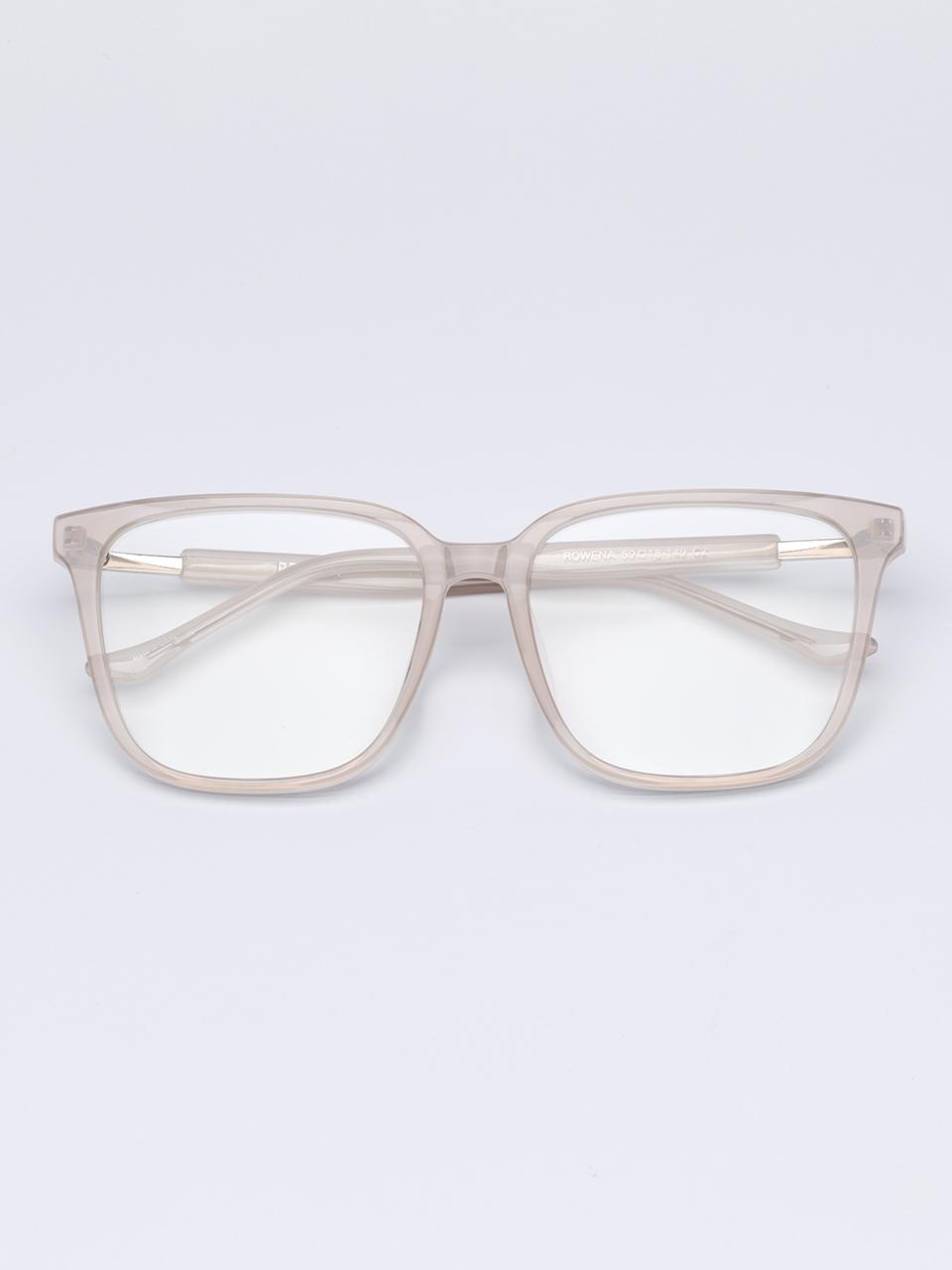 RECLOW Oversized Horn-Rimmed Snowflake Temple Glasses [PINK beige]