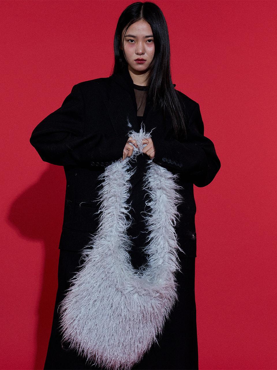 RECLOW Plush Polyester Faux Fur Bag [Gray]