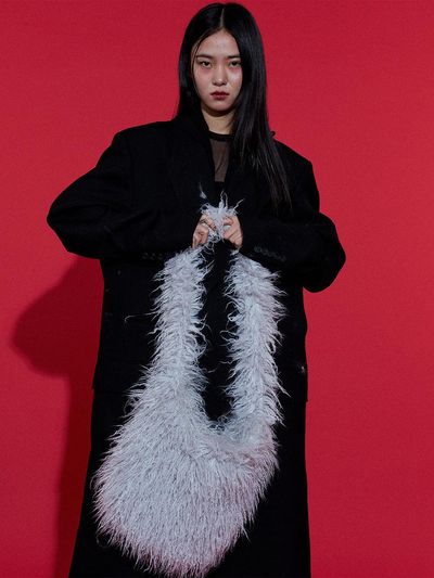 RECLOW Plush Polyester Faux Fur Bag [Gray]