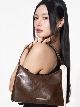 RECLOW Synthetic Leather Hobo Bag [Brown]