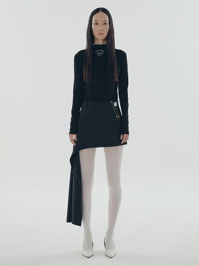 RE;CODE Asymmetric Draped Short Layered Pants (RQKAM25548NYX)