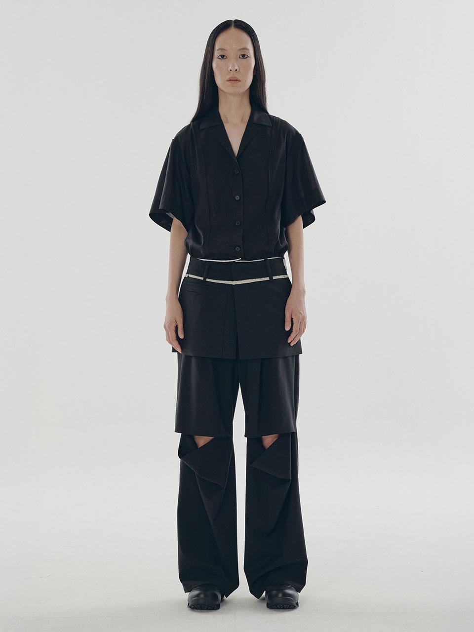 RE;CODE Boxy Layered Wrap Shirt Skirt (RQSAM25513BKX)