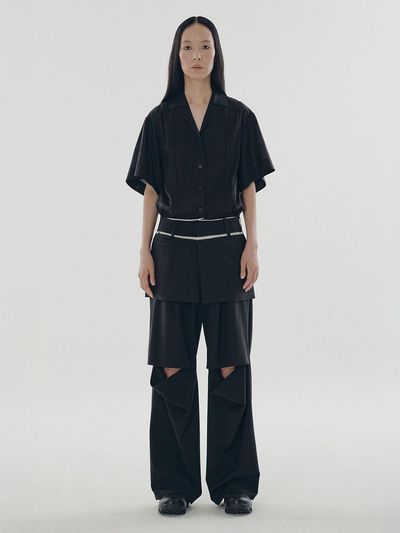 RE;CODE Boxy Layered Wrap Shirt Skirt (RQSAM25513BKX)