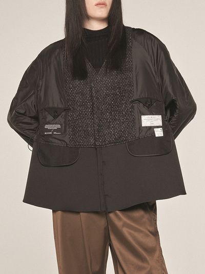 RE;CODE Inside-out A Line Short Coat _ Black
