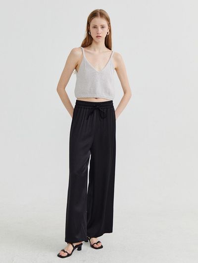Recur,ecur Banding wide slacks Black