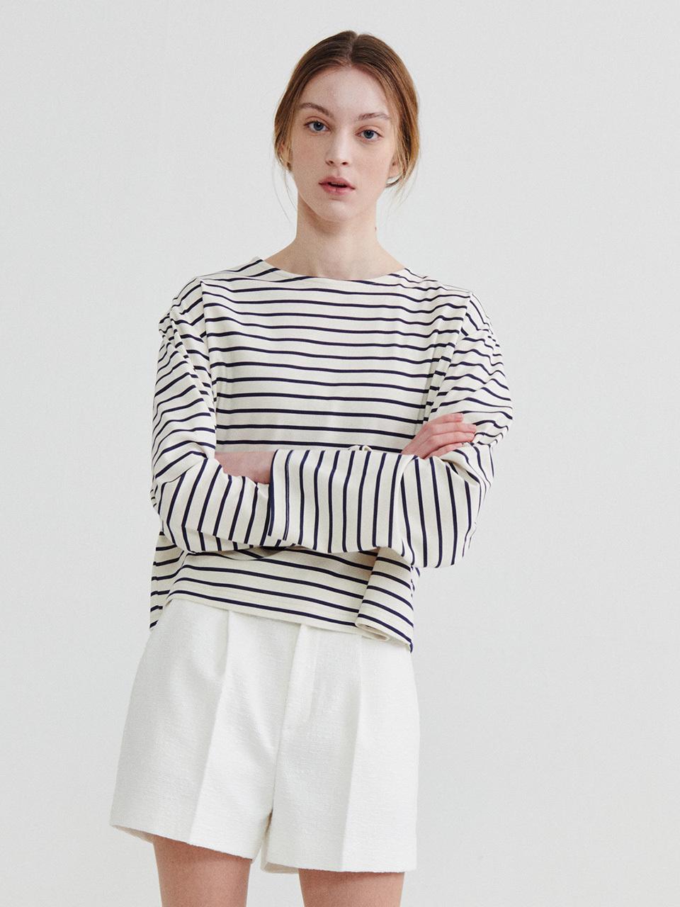 Recur,ecur Boat neck stripe t-shirt