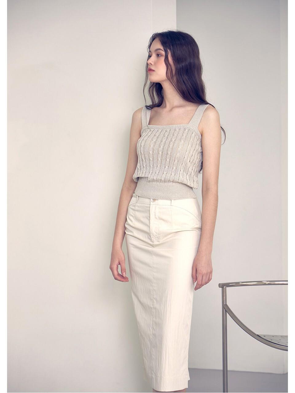 Recur,ecur Cable Knit Top_Beige