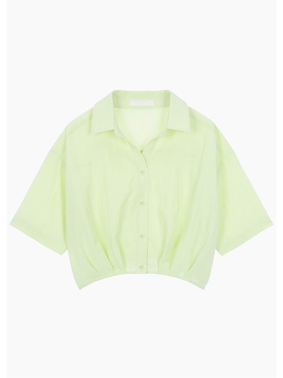 Recur,ecur Crop Shirring Blouse_Green