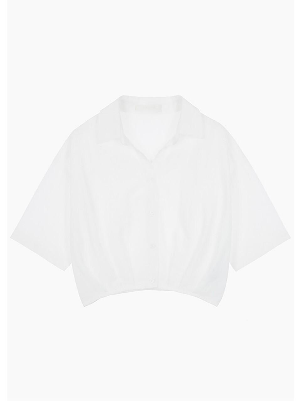 Recur,ecur Crop Shirring Blouse_White