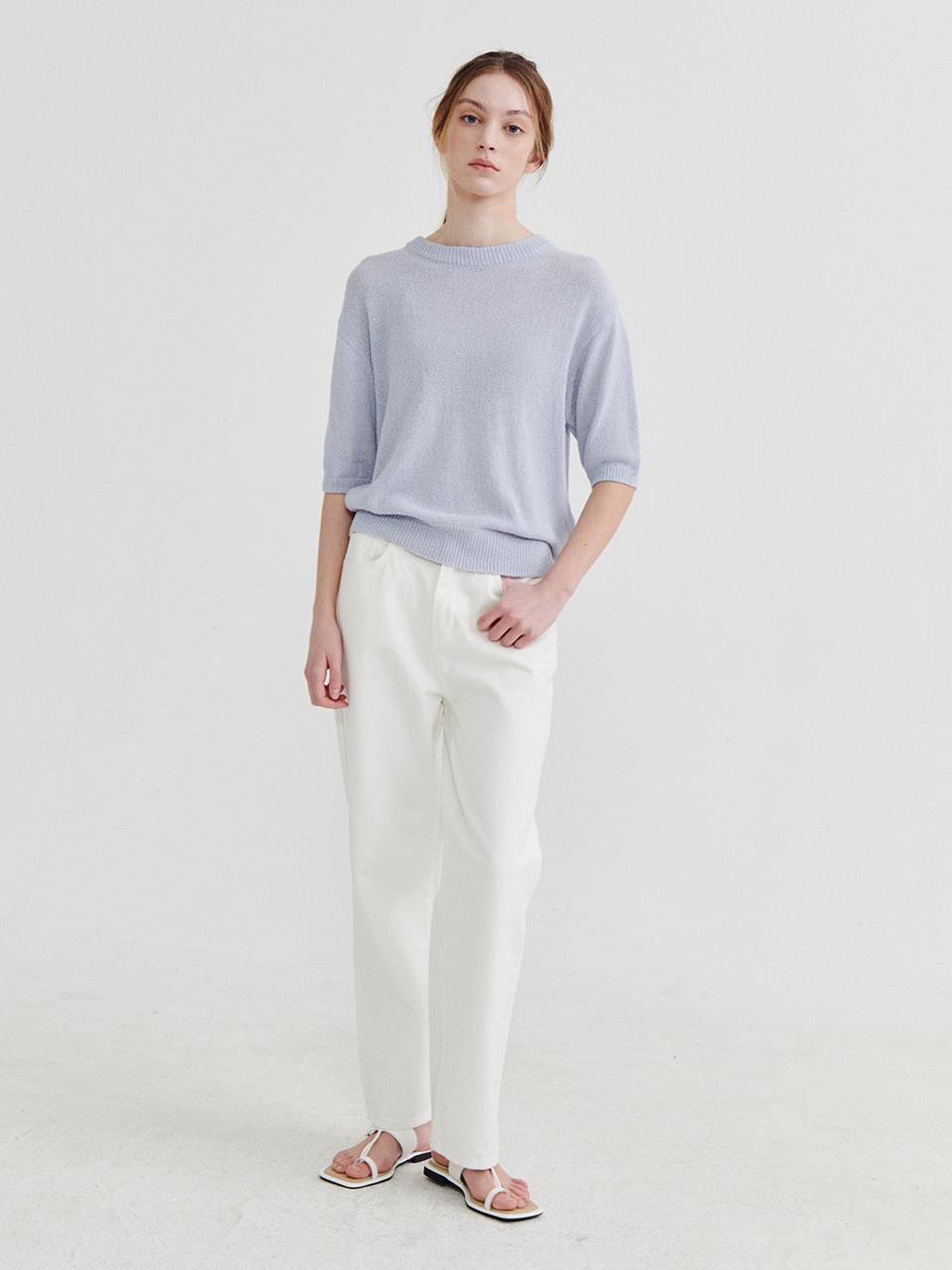Recur,ecur Half sleeve knit Skyblue