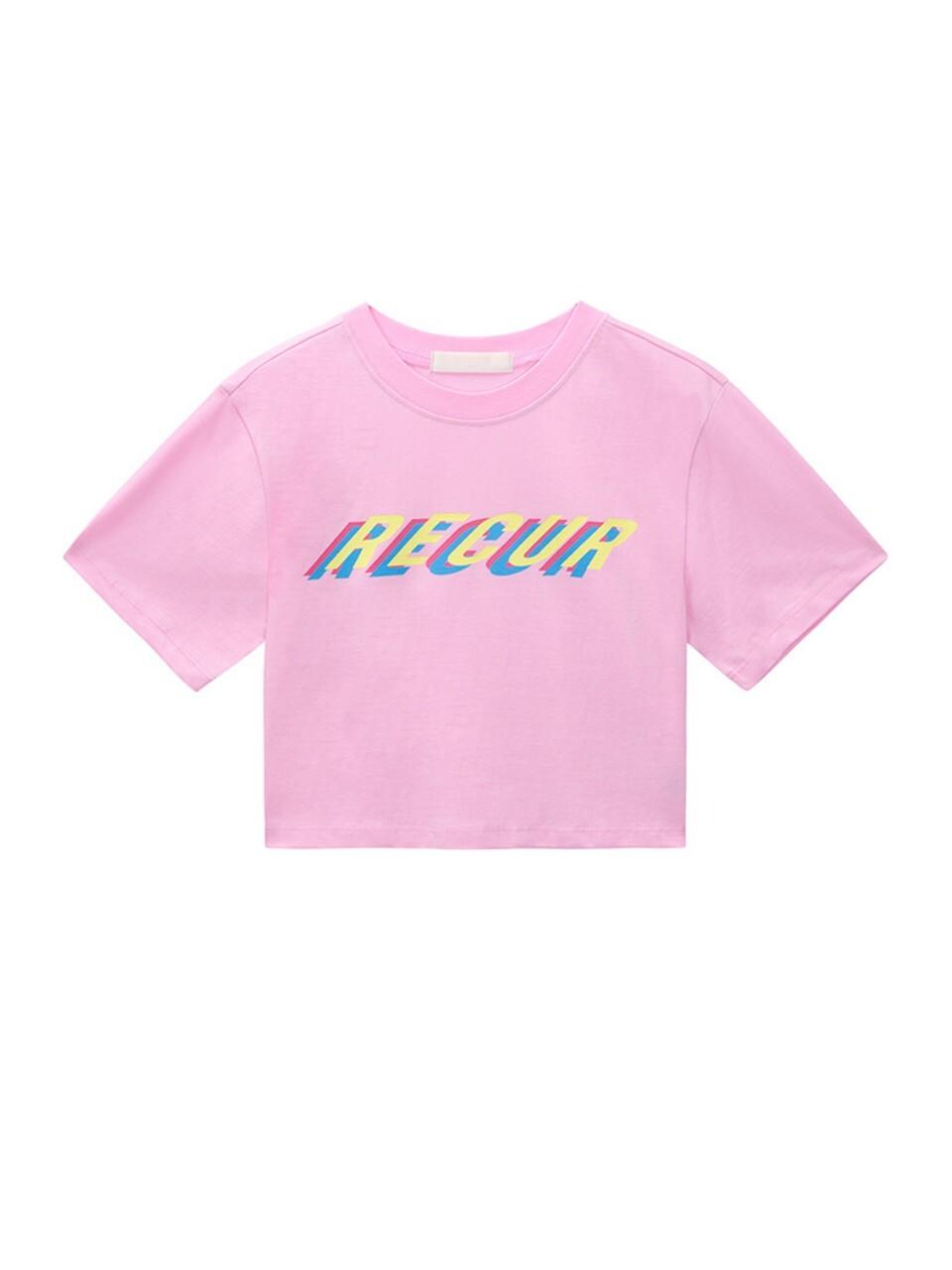 Recur,ecur Multi Color Crop T-Shirt_Baby pink