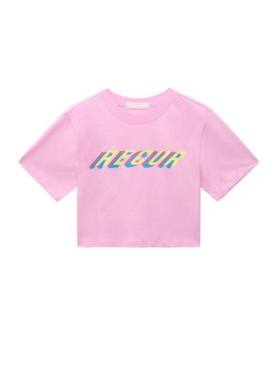Recur,ecur Multi Color Crop T-Shirt_Baby pink