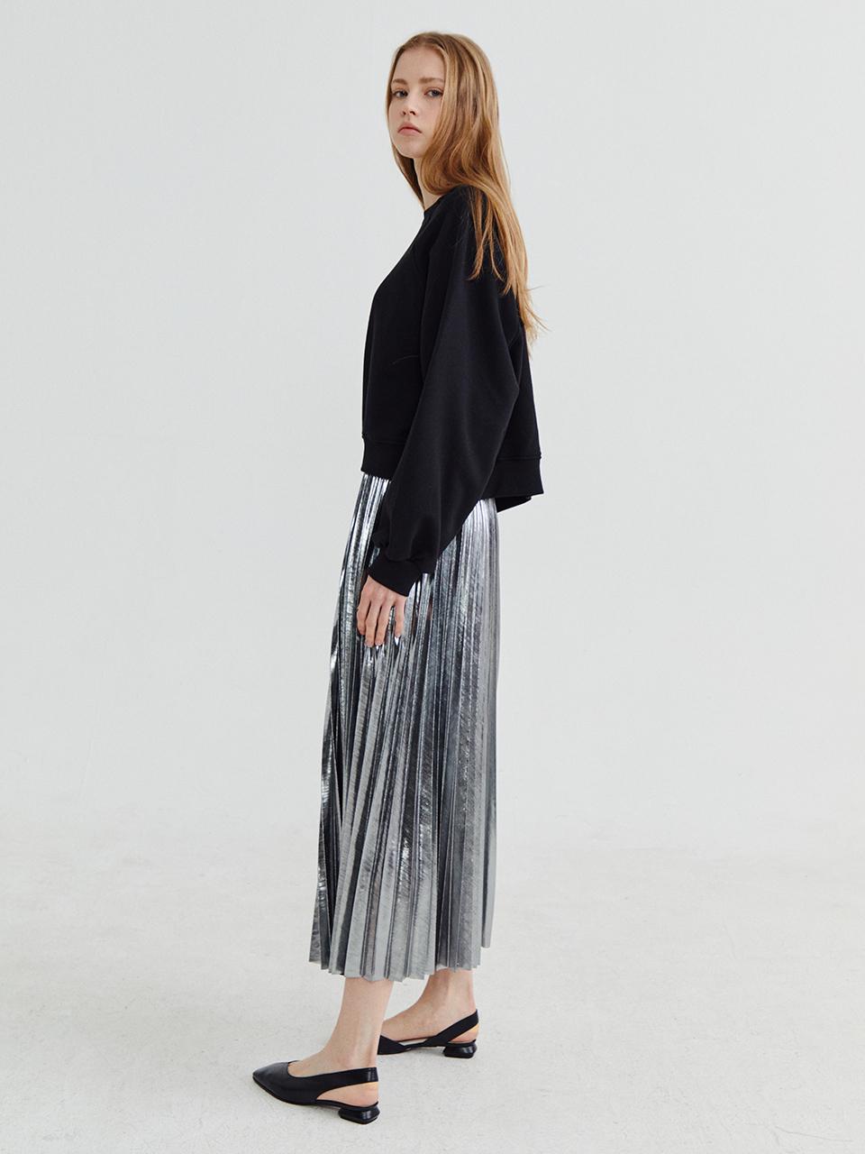 Recur,ecur Shine pleats skirt Silver