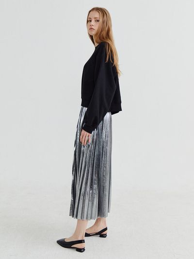 Recur,ecur Shine pleats skirt Silver