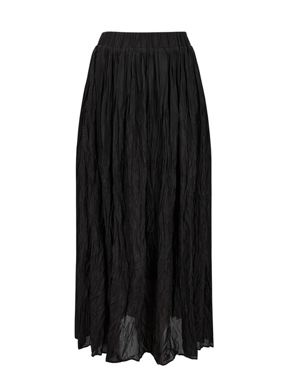 Recur,ecur silk pleats skirt_black