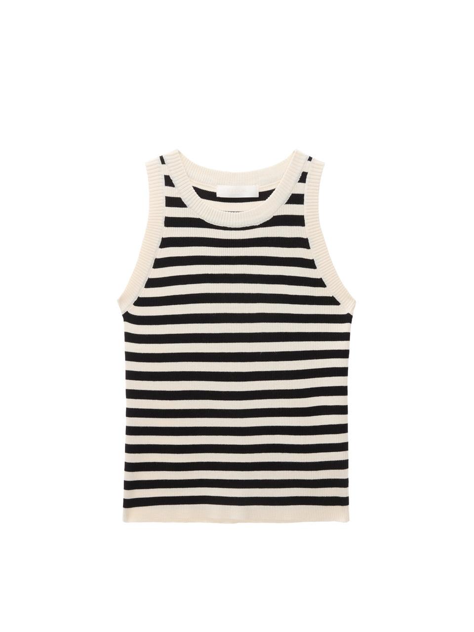 Recur,ecur Stripe knit top_Beige
