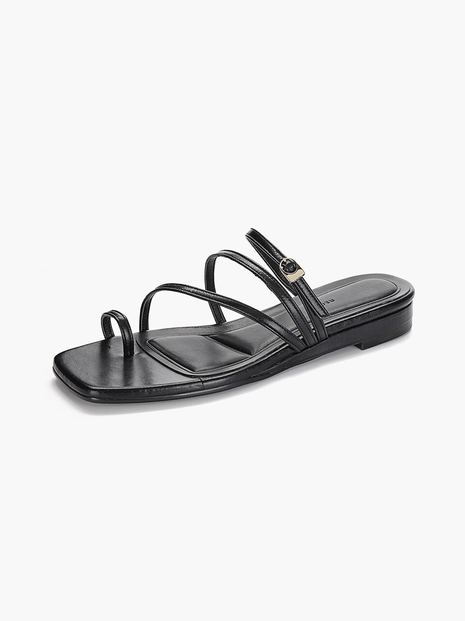 Recur,ecur Unbalanced Strap Slippers - Black