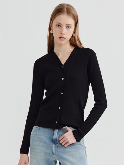 Recur,ecur Wool blended cardigan Black
