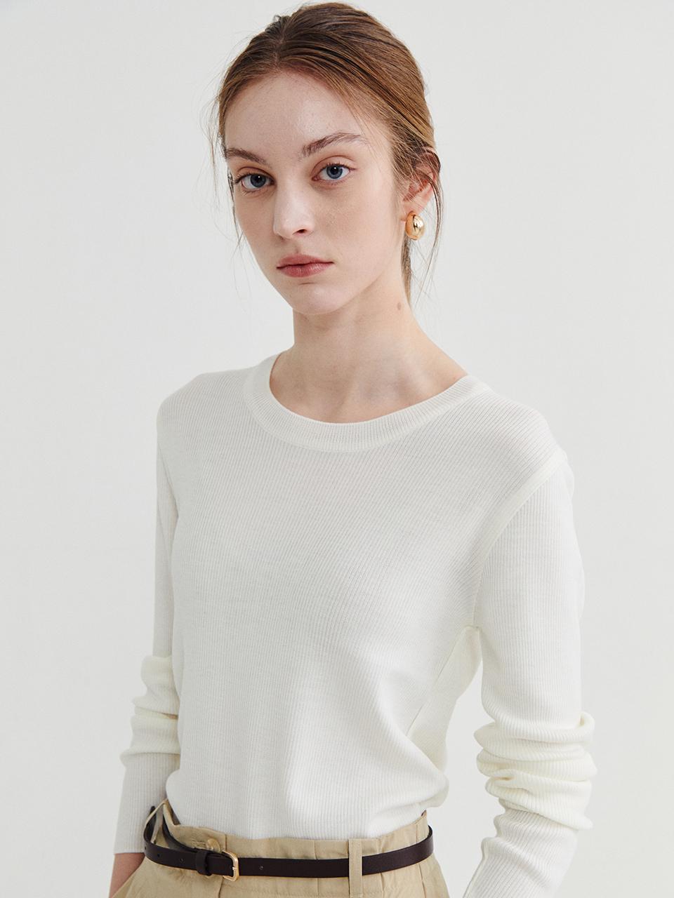 Recur,ecur Wool blended knit top white