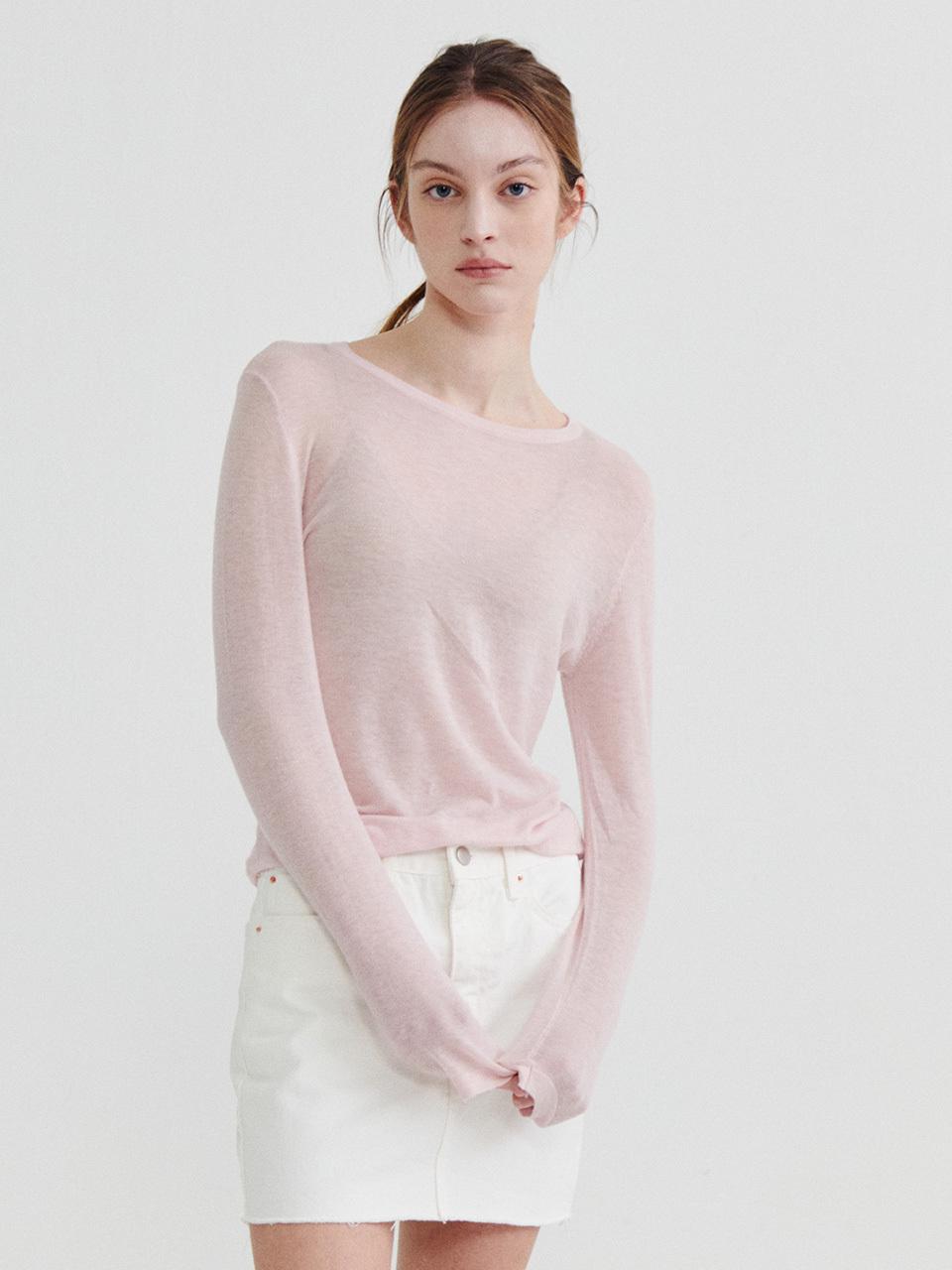 Recur,ecur Wool round knit Light pink