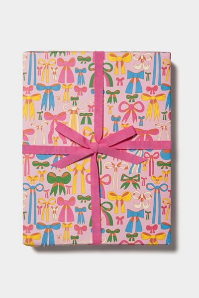Red Cap Cards Red Cap Cards Red Cap Bows Wrapping Paper in Pink at Urban Outfitters
