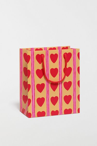 Red Cap Cards Red Cap Cards Red Cap Heart Stripes Medium Gift Bag at Urban Outfitters